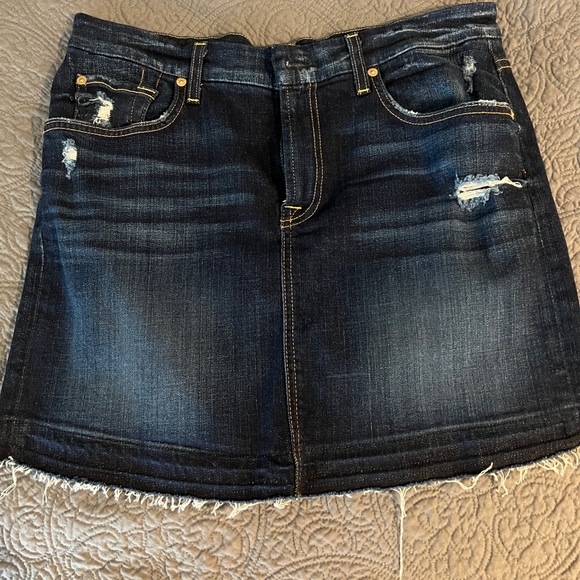 7 for all mankind NWOT distressed denim mini skirt - Picture 2 of 6